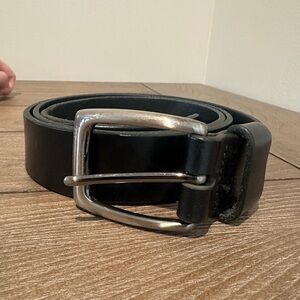 HONEST BY BRIGHTON BLACK GENUINE LEATHER BELT SIZE 42 solid brass buckle